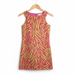 Studio 342 by Florence Eiseman Girls 10 Zebra Print Pink Green Mod Shift Dress